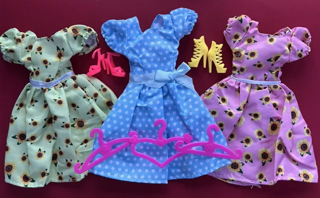 Pacchetto scarpe bambola fashionista Pretty Barbie appendiabiti vestiti lotto 2507