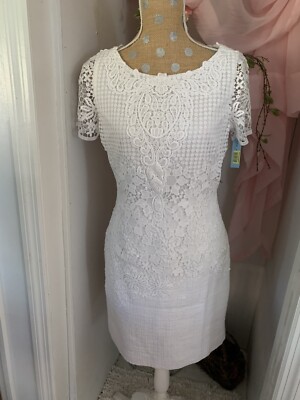 Antonio Melani Dress Size 6 White Knee Length Lace NWT 179.00