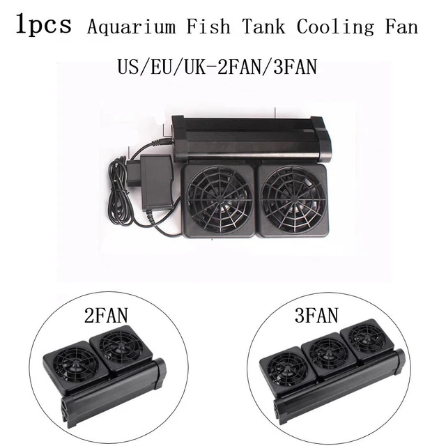 2/3Fan Aquarium Cooling Fan Fish Tank Low Noise Chiller Marine Pond Cooler Black