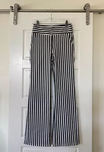 Emory Park Pants Womens SZ M Black White Stripe Pants Trouser Casual High Waist