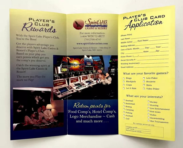 2000s Spirit Lake Casino Players Club North Dakota Travel Membership Brochure 2