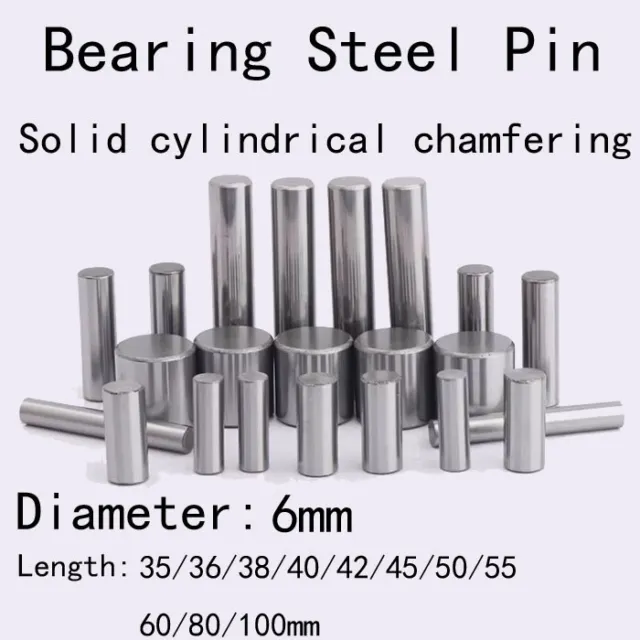 6mm Dia Bearing Steel Pin Solid Cylindrical Chamfering Dowel Pins 35mm-100mm L