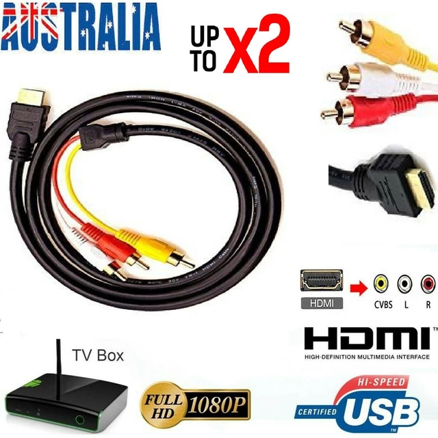 1080P HDMI Male to 3 RCA S-video AV Audio Converter Cable Adapter TV HDTV DVD