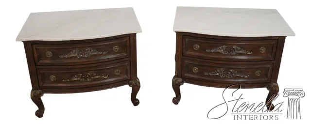 L62085EC: Pair JEFFCO French Style Marble Top Nightstands