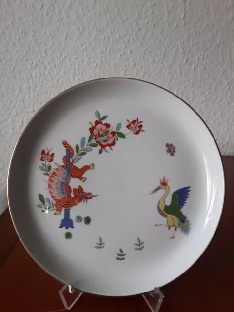 Meissen - Kleiner Wandteller  mit asiatischen Storch und roter Drache -20Jh.