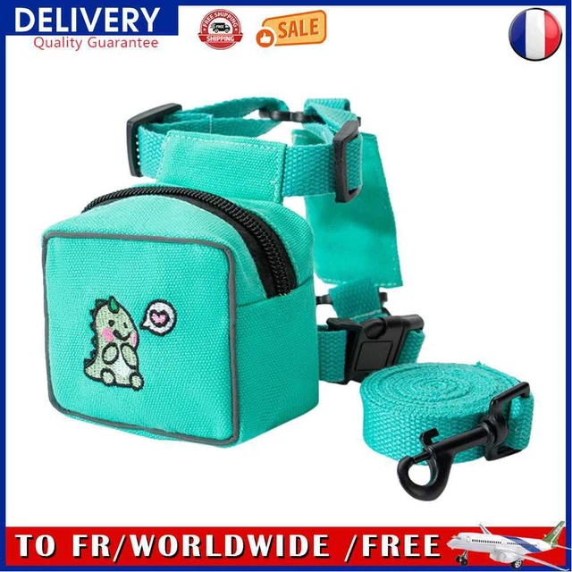 Pet Cat Dog Backpack Printed Chest Strap Harness Traction Rope (Green S)