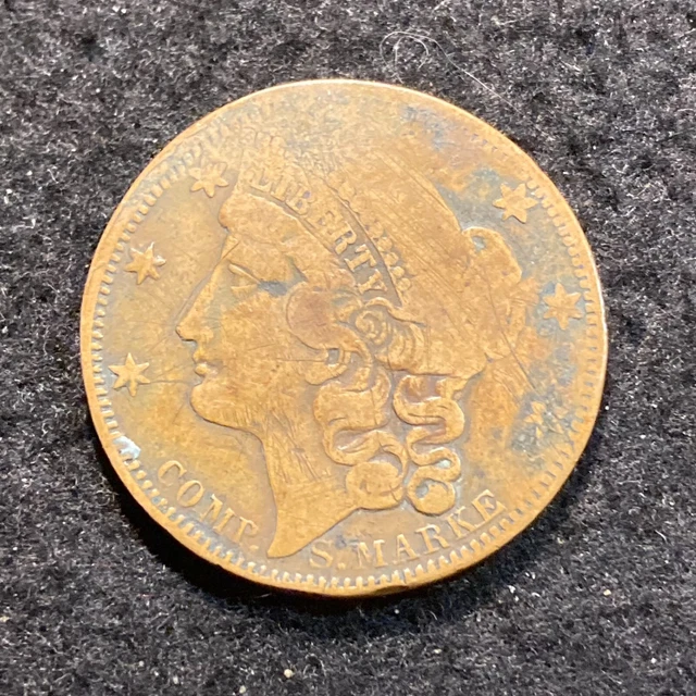 Undated Liberty Head New York City Hall Bronze Hard Times Token