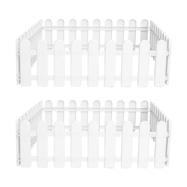 8 Pcs Garden Fence White Picket Dollhouse Miniature Flower Bed
