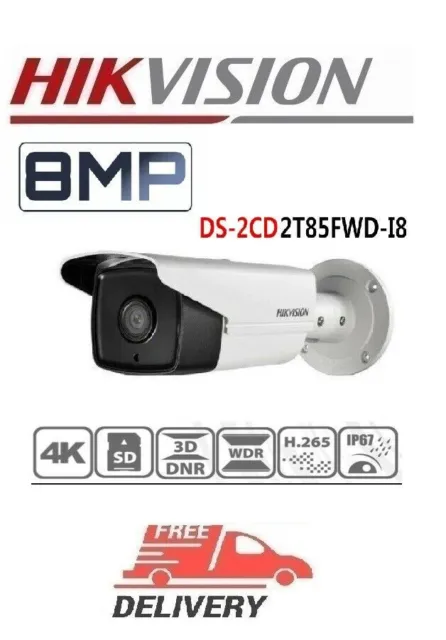 Caméra Ip Bullet 8 Mégapixels Hikvision Ds-2Cd2T85Fwd-I8 F4, Poe, Exir,...