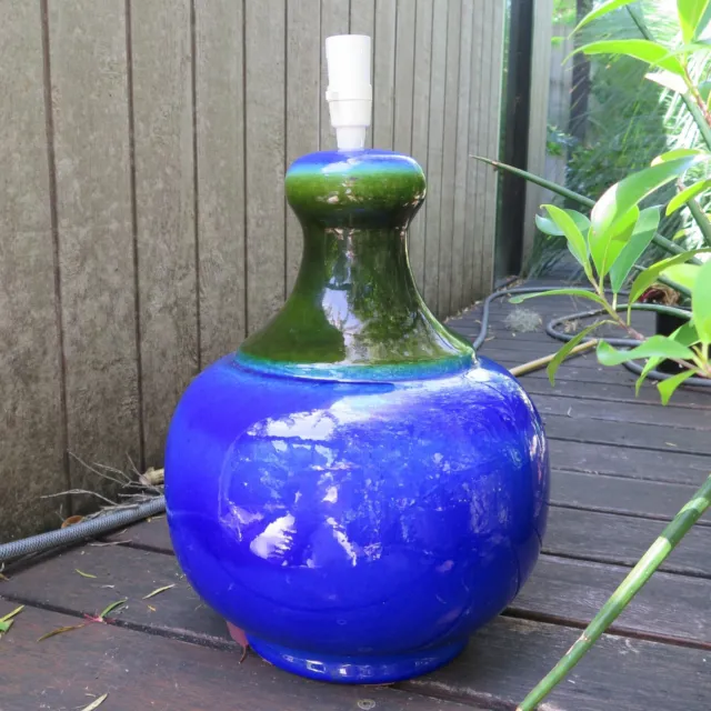 mcm modern mid century blue green ceramic lamp base / no shade / 1960s 1970s