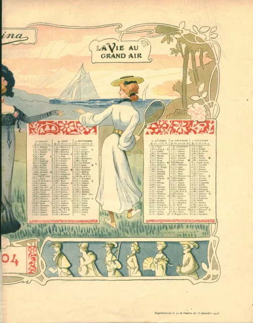 Publicité ancienne calendrier 1904 page double issue de magazine 2