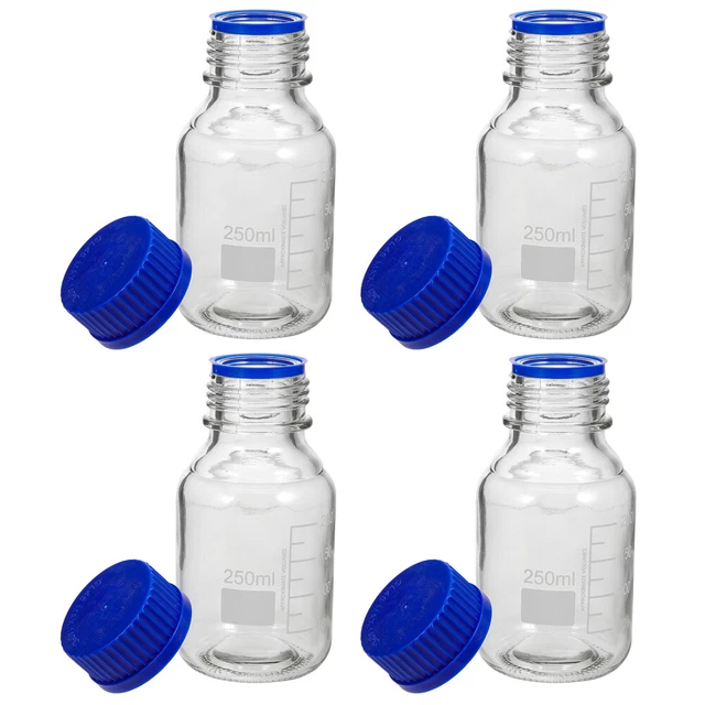 Botella de reactivo de plástico con cierre azul botella de medios botella graduada