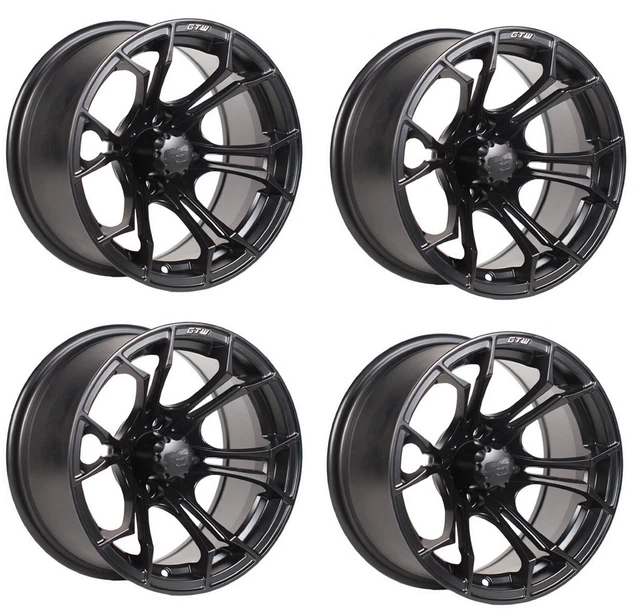Golf Cart GTW 14x7 Matte Black Wheels Set of 4 3:4 Offset 4/4