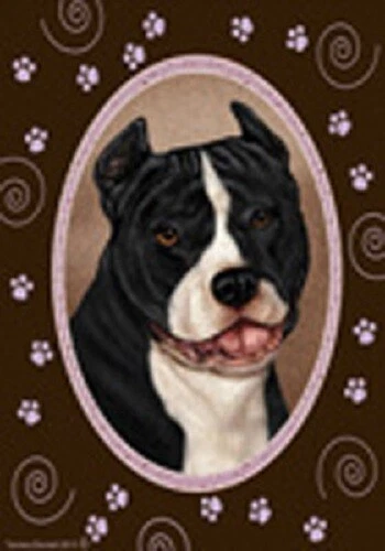Paws Garden Flag - Black and White American Pit Bull Terrier 174051