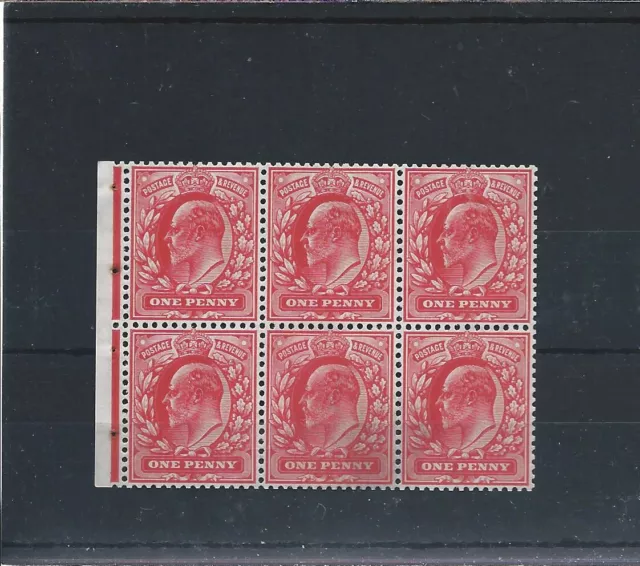 GB-KE7 1902-10 DLR 1d SCARLET BOOKLET PANE OF SIX WATERMARK INVERTED MNH SG 219a