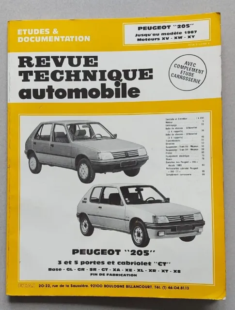 Revue technique Automobile  PEUGEOT 205 Jusqu'à 1987 3 et 5 portes cabriolet CT