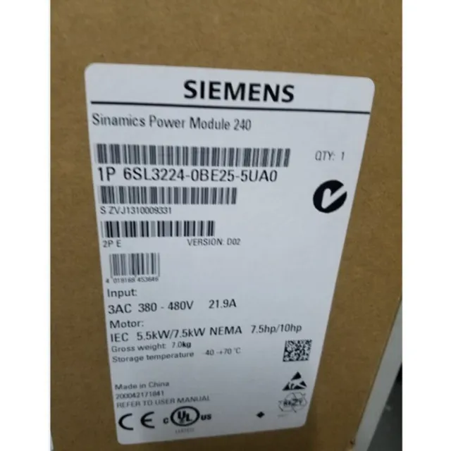 New Siemens 6SL3 224-0BE25-5UA0 6SL3224-0BE25-5UA0 G120 PM 240 Power Module