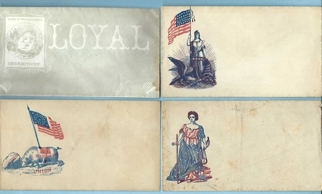 Civil War Patriotic Covers, Lot of 4, Unused