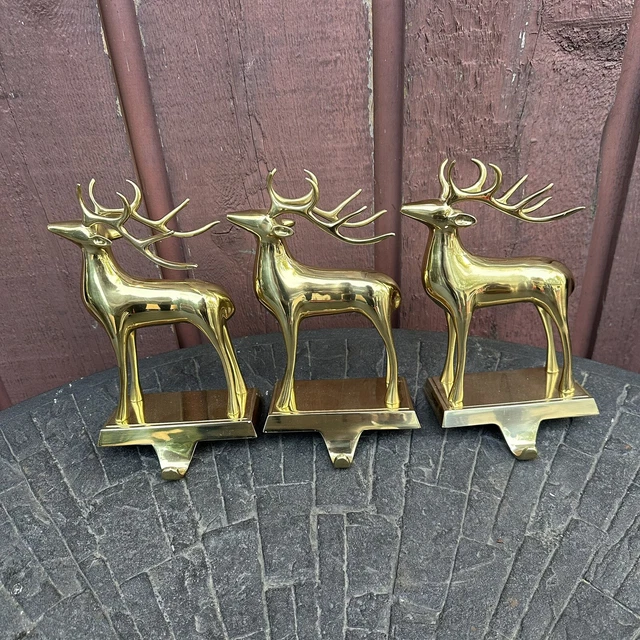 Pottery Barn Gold Reindeer Stocking Holder - 3 - Rare Pottery Barn Gold Reindeer Stocking Holder - 3 - Rare