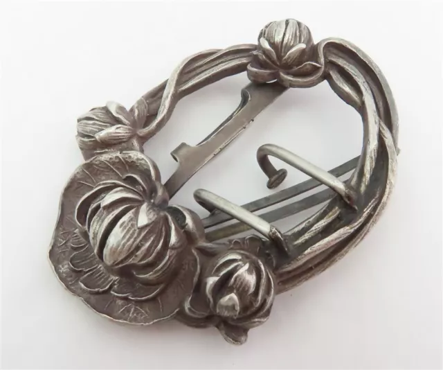 Sterling Silver William Kerr Lotus Flower and Lily Pad Belt Buckle