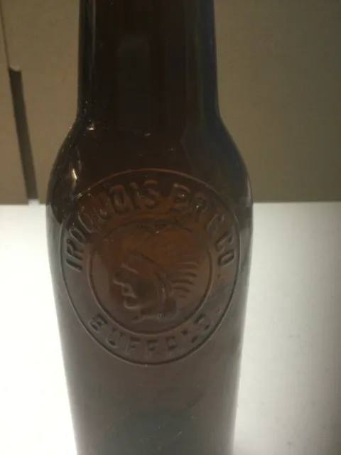 Vintage  Brown Clear Iroquois Brewing Co Buffalo Beer Bottle Embossed Ind Head 