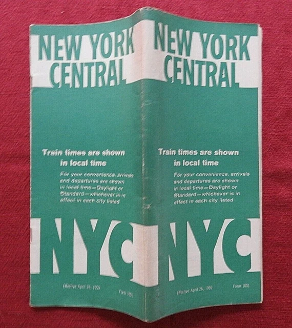 1959 New York Central Railroad Schedule Table Brochure Beautiful