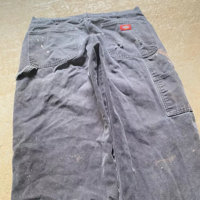 Vintage Thrashed Dickies Carpenter Pants Mens Size 34x31 Black Distressed Grunge
