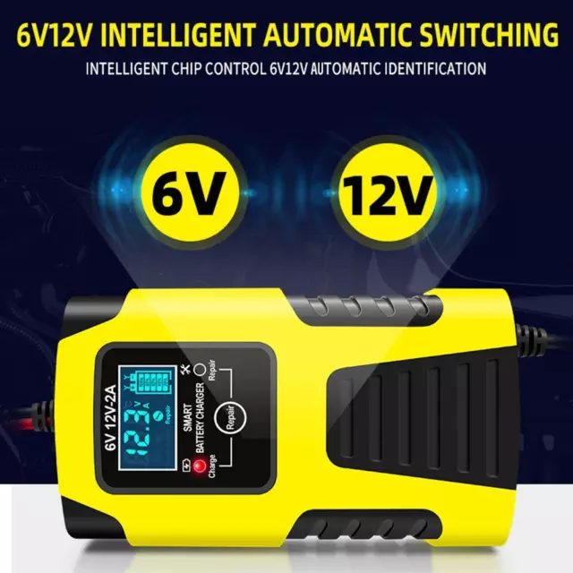 6V 12V 2A Smart Charging 3 Stages Digital Battery Repair Chargers for Motorcycle