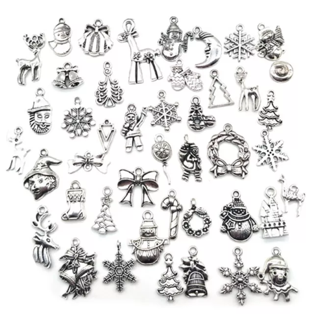 100Pcs Christmas Charms Wholesale Bulk Lots Tibetan Silver Bead for DIY Jewelry