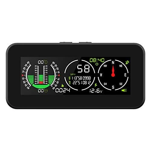 Car Inclinometer Level Tilt Meter, Digital HUD GPS Speed Slope Meter, Real-timie