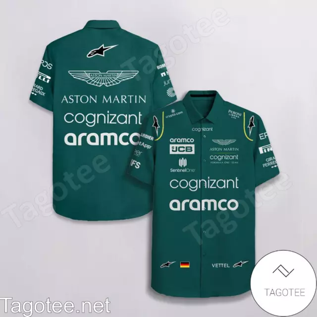 Sebastian Vettel Aston Martin F1 Cognizant Aramco Jcb Alpinestars Hawaiian Shirt