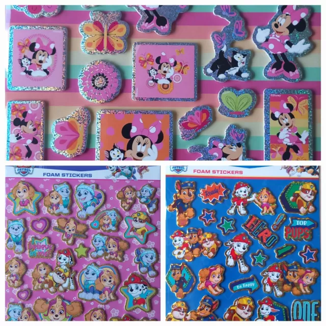Sticker Glitzer Paw Patrol Chase Rubber Marshal  Skye Minnie Mouse Holo