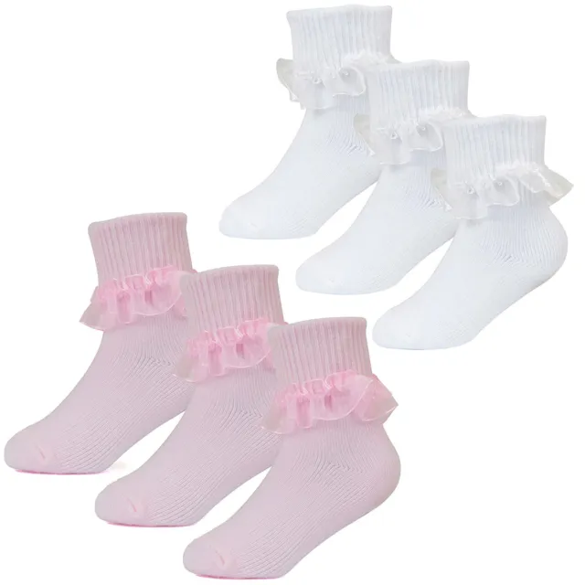 Säugling Kleinkind Baby Mädchen Spitze Rüschensocken 3er-Pack Kinder Neugeborene Socken