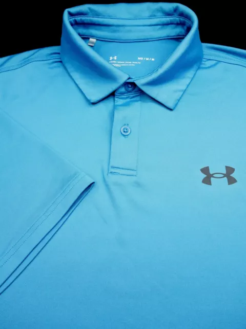 UNDER ARMOUR GOLF Polo Shirt -M- Slate Blue Smooth Soft Poly ...