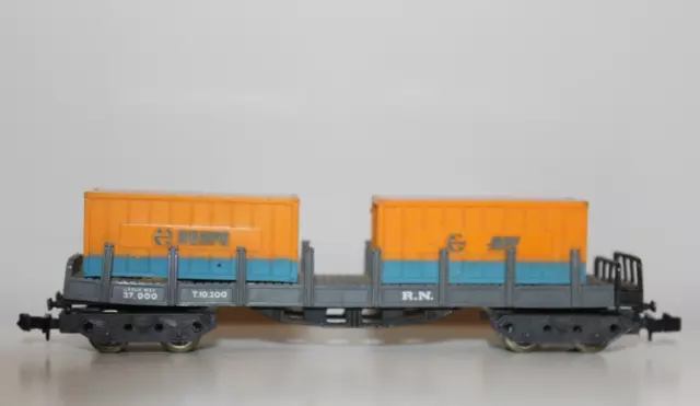 Vagon Telero Containers Marca Ibertren Version Renfe Escala N 1:160