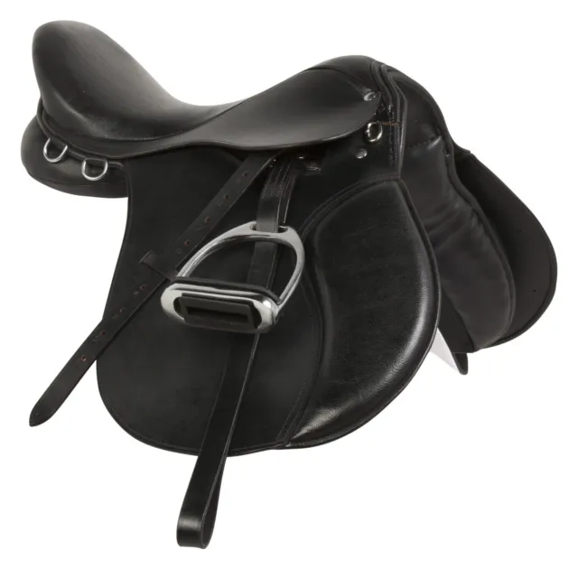 15 16 17 18 English All Purpose Black Leather Horse Hunter Jumper Saddle Tack