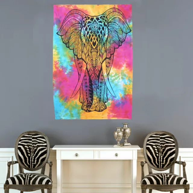 Elephant MultiColor Poster Tapestry Indian Mandala Wall Hanging Hippie DecorGift