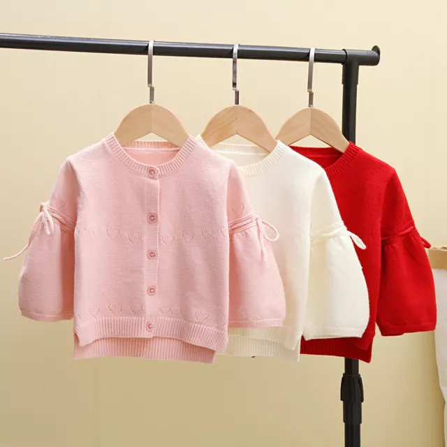 Kids Drawstring Cardigan Sweet Sweater Girls Knitted Solid Color Show Party Top