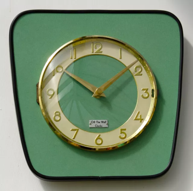 NEW 24cm Green Formica Wall Clock - Atomic Style Mid Century Vintage French Gift