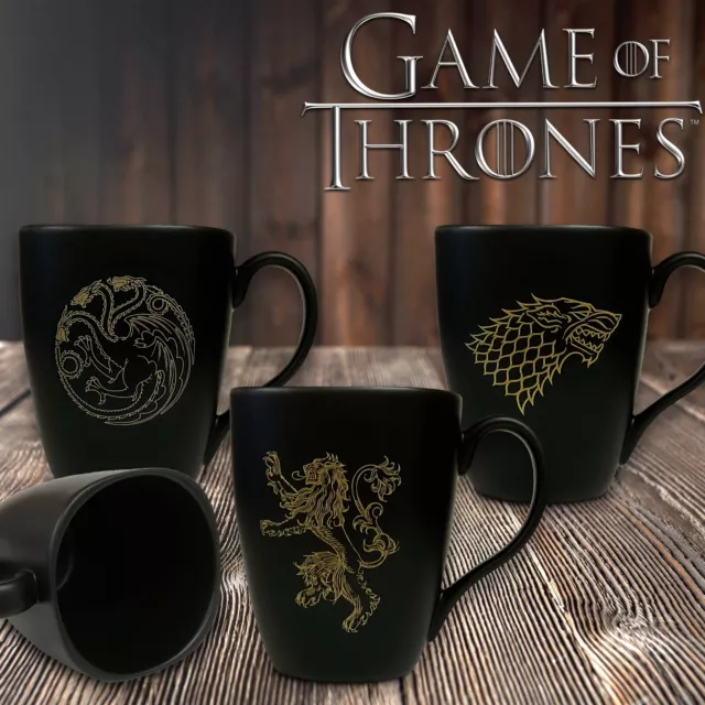 Official Game Of Thrones Coffee Tea Mug Cup Lannister Stark Targaryen Black