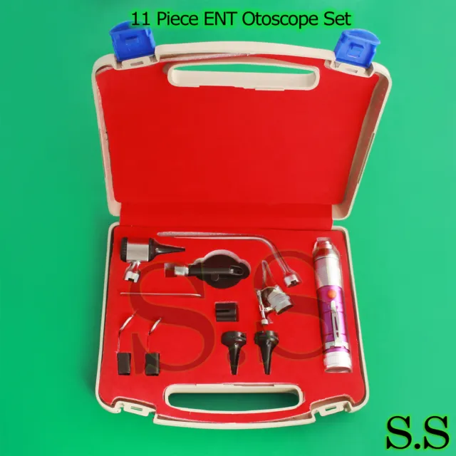 Otoscope & Ophthalmoscope - Purple - 11 Piece ENT Medical Diagnostic Set NT-922