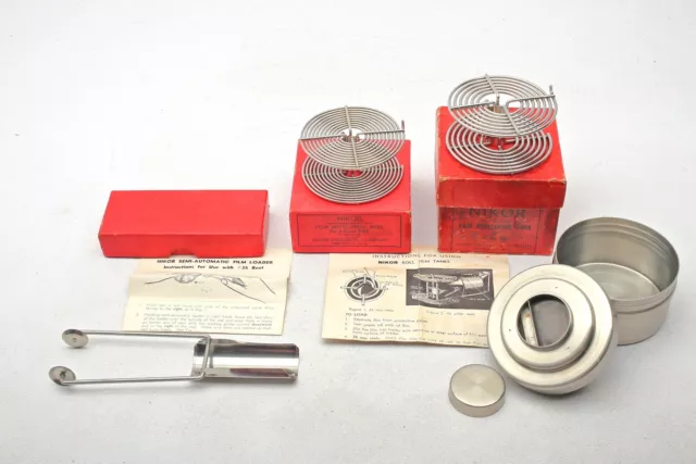 Nikor Stainless Steel 35mm Developing Reel x2++Auto Loader+Box+Instructions++LOT