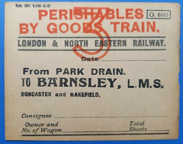 LNER WAGON LABEL Park Drain To Barnsley LMS £4.00 - PicClick UK