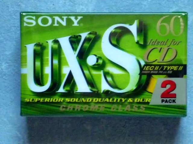 Lot 2 Cassettes Sony UX.S Chrome Type 2 60 Minutes Neuves.