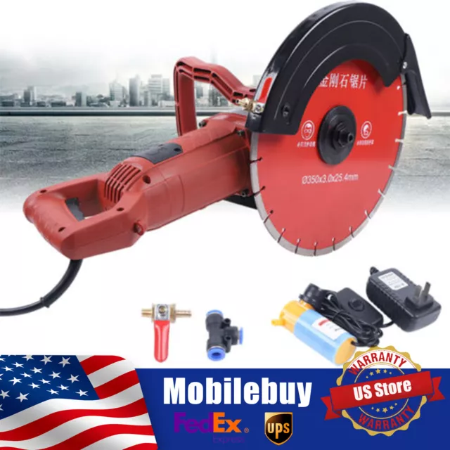 Electric Demo Saw 14" Circular Concrete Saw Cutter Wet Dry Masonry Cut Saw USA