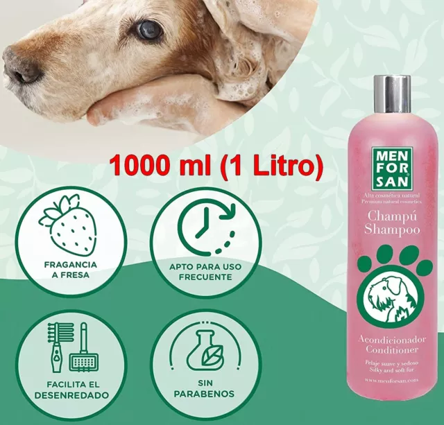 MENFORSAN Champú acondicionador Perros 1000 ml,volúmen,brillo,glicerina vegetal