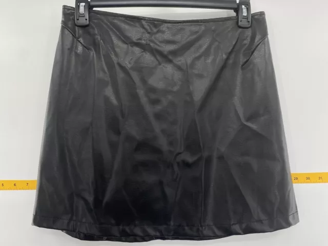 Eye Candy Sexy Black Pleather Mini Skirt Preppy Grunge Punk Large