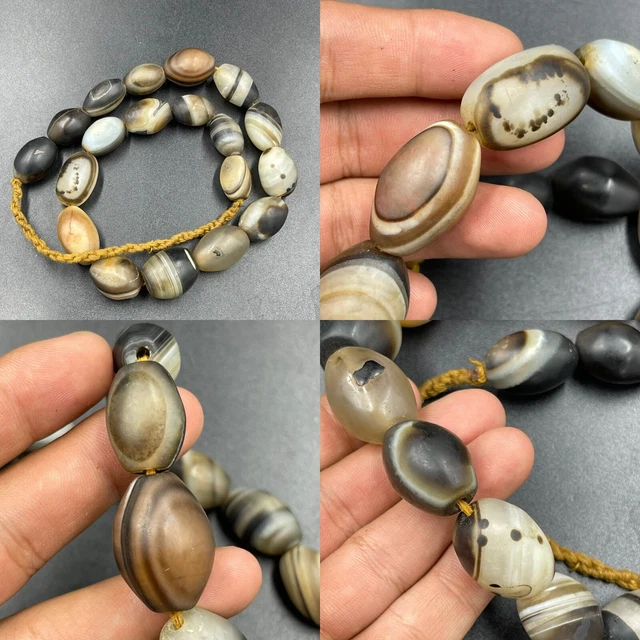 Unique Antique Ancient Old Himalayan Tibetan Sulemani Agate Rare Beads Necklace