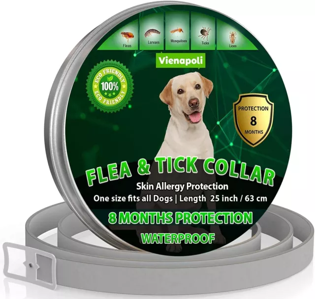 Flea and Tick Collar for DOGS - Vienapoli - 8 Months Protection - 100% Natural