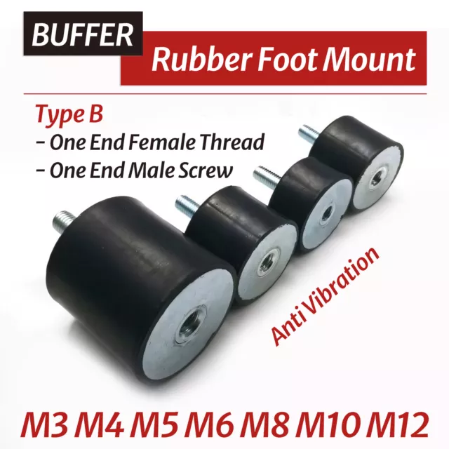 Rubber Mount Car Boat Bobbin Anti Vibration M3 M4 M5 M6 M8 M10 Cylindrical / B
